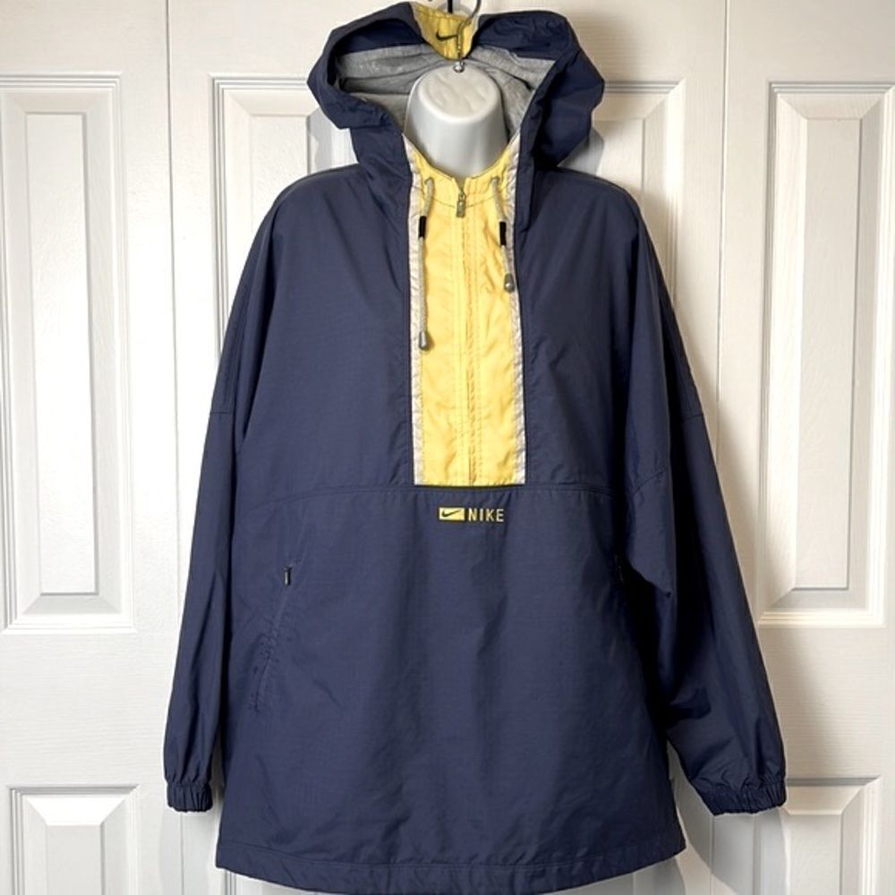 Vintage Unisex Nike Blue/Yellow Pullover 1/4‎ Zip Windbreaker Size L